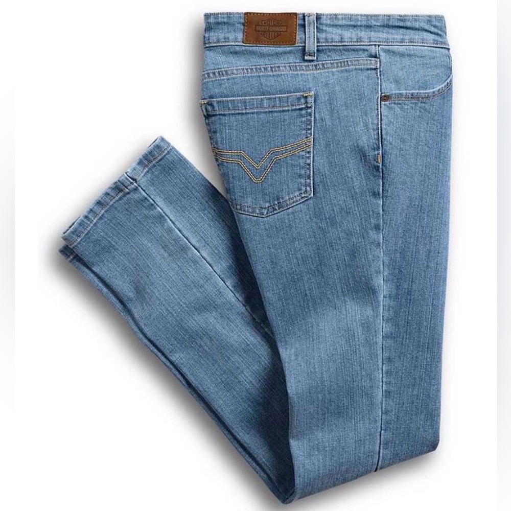 HARLEY DAVIDSON Women’s Blue Straight Leg Mid-Rise Jeans